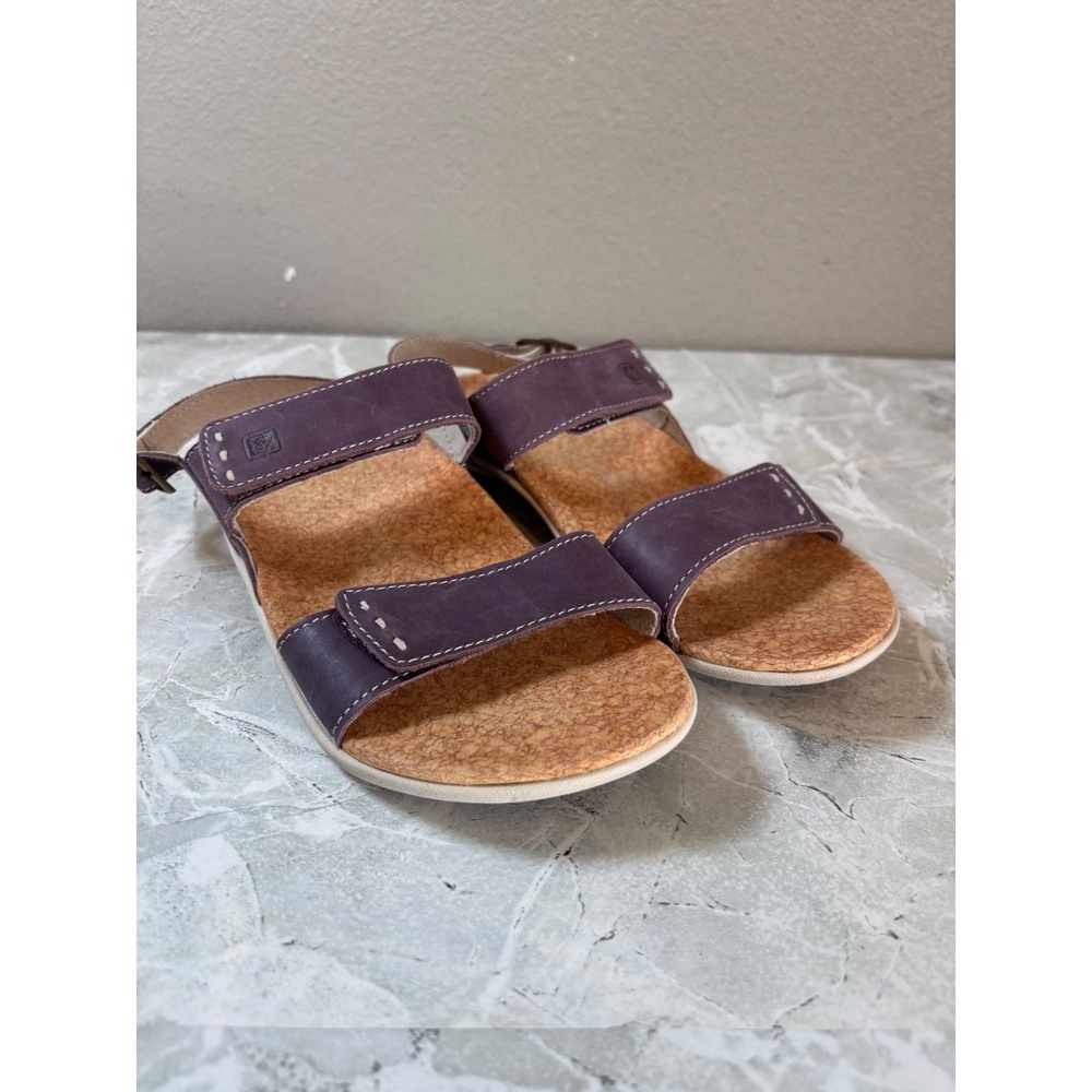 Spenco Alex Womens Orthotic Slingback Sandals Purple Leather Hook Loop Size 7